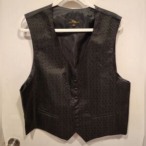 Louis Roth Men's Textured Black Satin Formal Vest Sz L Wedding Evening Event